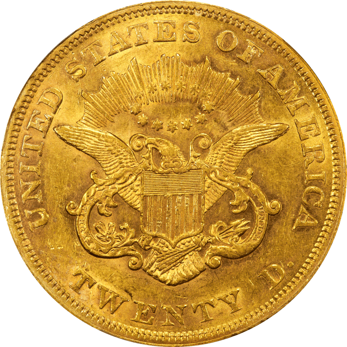 1852 Liberty Gold Double Eagle ($20) Reverse Image