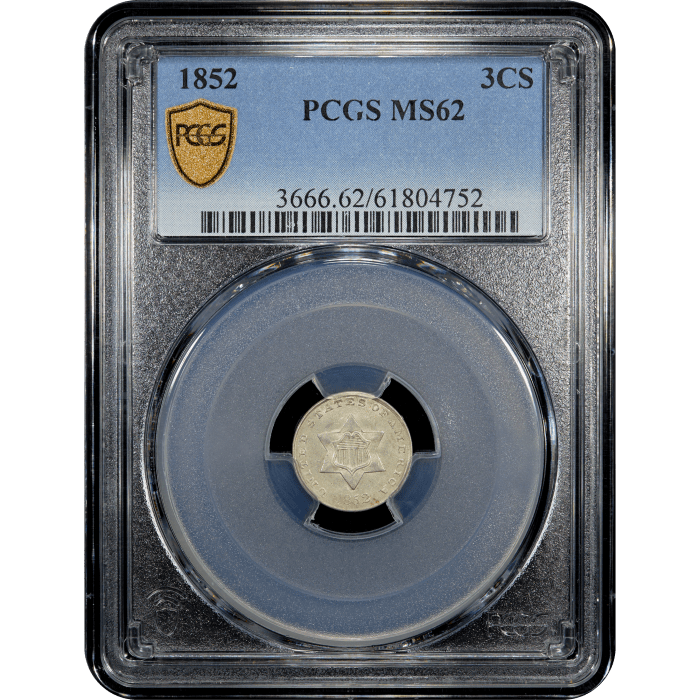 1852 Three Cent Silver (3CS) SLAB Image