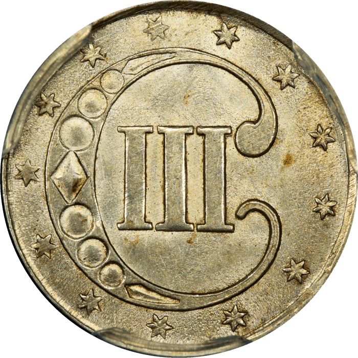 1852 Three Cent Silver (3CS) REVERSE Image