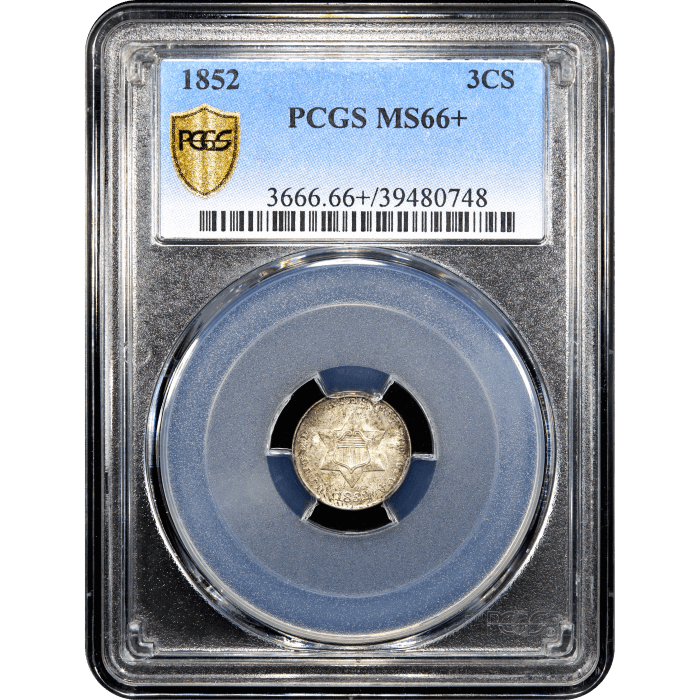 1852 Three Cent Silver (3CS) SLAB Image