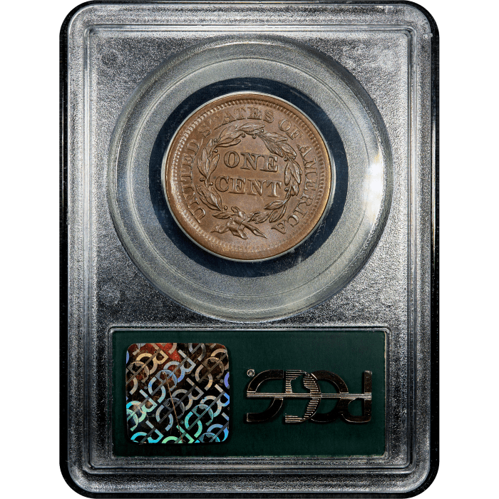 1853 Braided Hair Large Cent (1c) OGH SLAB Image