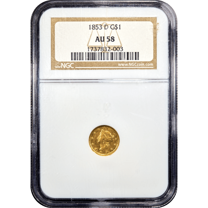 1853-D Gold Dollar ($1) Obverse Slab Image