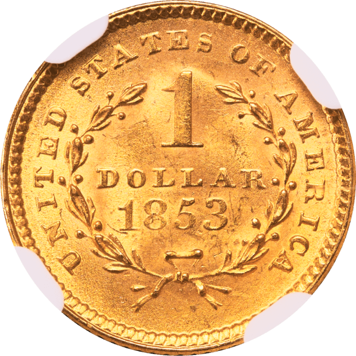 1853 Gold Dollar ($1) REVERSE Image