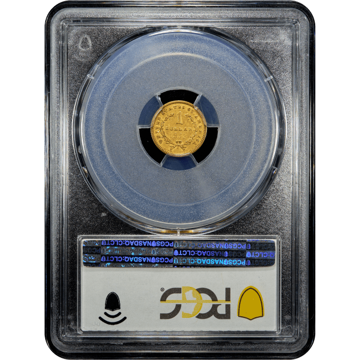 1853 Gold Dollar ($1) Reverse Slab Image
