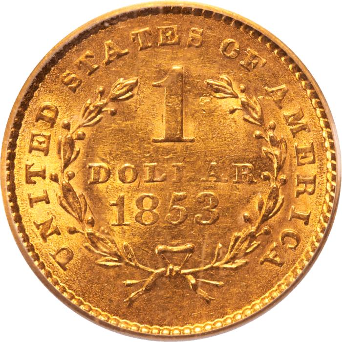 1853 Gold Dollar ($1) Reverse Image