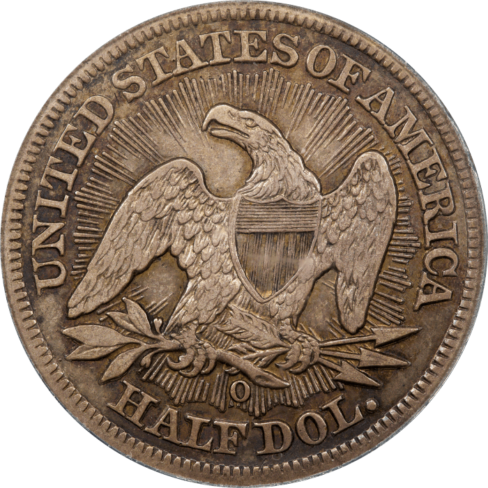 1853-O Seated Liberty Half Dollar (50c) Arrows and Rays REVERSE Image