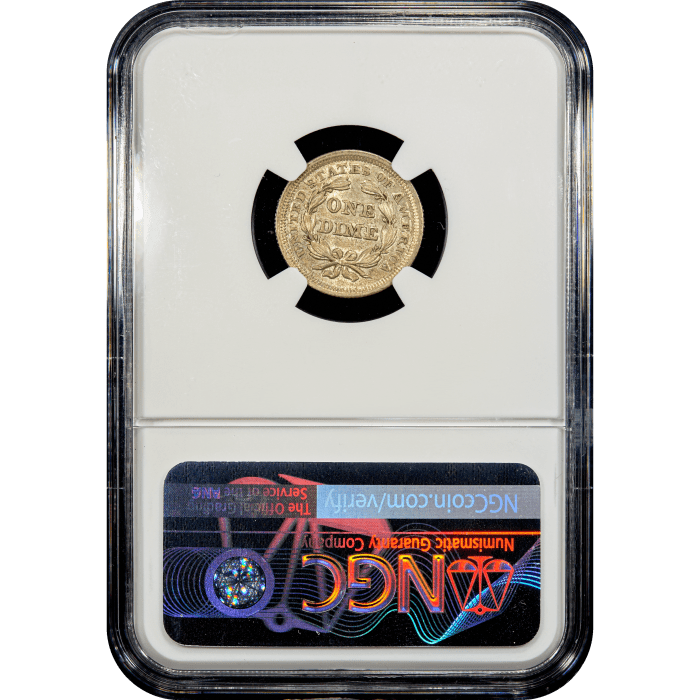 1853 Seated Liberty Dime (10c) Arrows Reverse Slab Image