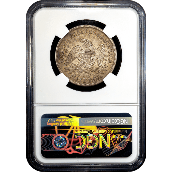 1853 Seated Liberty Half Dollar (50c) Arrows and Rays Reverse Slab Image