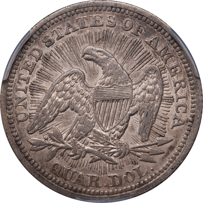 1853 Seated Liberty Quarter (25c) Arrows and Rays REVERSE Image