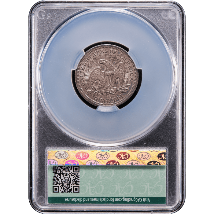 1853 Seated Liberty Quarter (25c) Arrows and Rays Reverse Slab Image