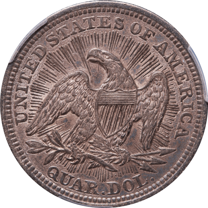 1853 Seated Liberty Quarter (25c) Arrows and Rays Reverse Image
