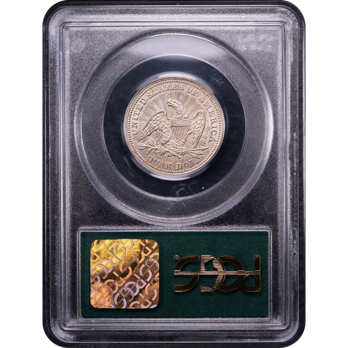 1853 Seated Liberty Quarter (25c) Arrows and Rays OGH Reverse Slab Image