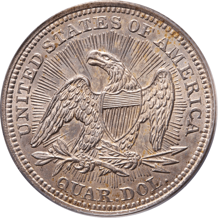 1853 Seated Liberty Quarter (25c) Arrows and Rays OGH Reverse Image