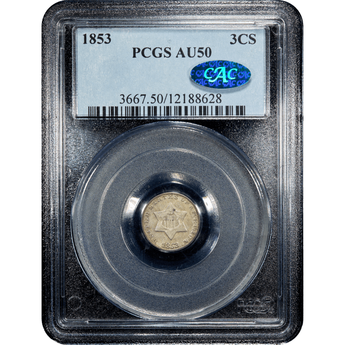 1853 Three Cent Silver (3CS) SLAB Image