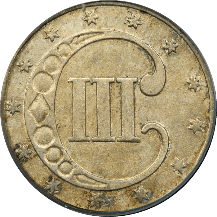 1853 Three Cent Silver (3CS) REVERSE Image