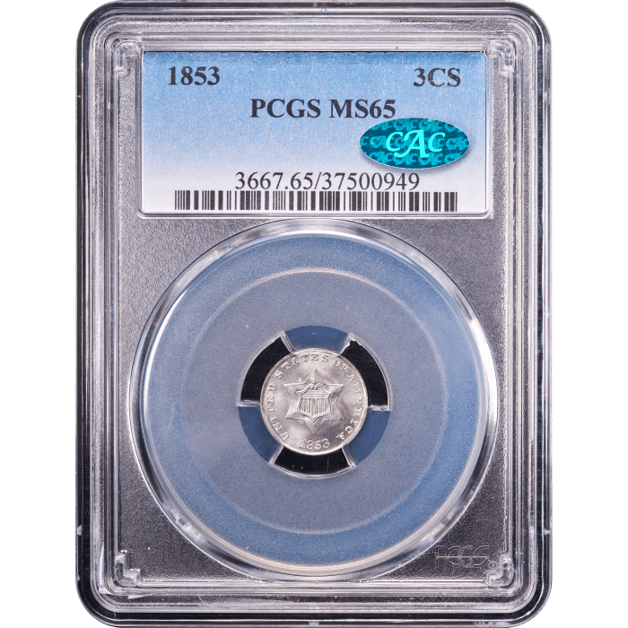 1853 Three Cent Silver (3CS) Obverse Slab Image