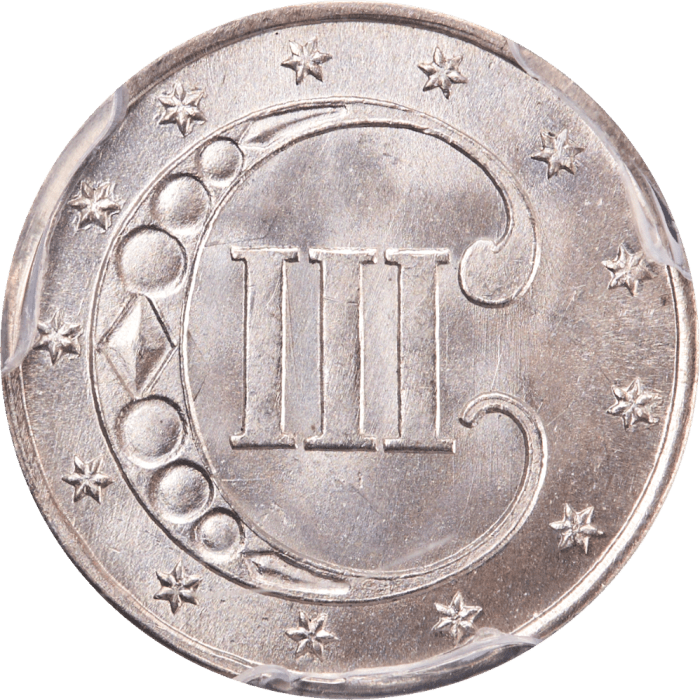 1853 Three Cent Silver (3CS) REVERSE Image