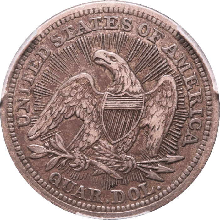 1853/4 Seated Liberty Quarter (25c) Arrows and Rays REVERSE Image