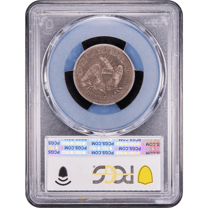 1853/4 Seated Liberty Quarter (25c) Arrows and Rays Reverse Slab Image