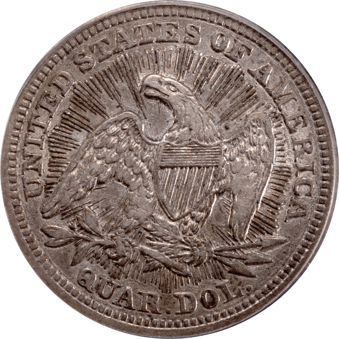 1853/4 Seated Liberty Quarter (25c) Arrows and Rays Reverse Image