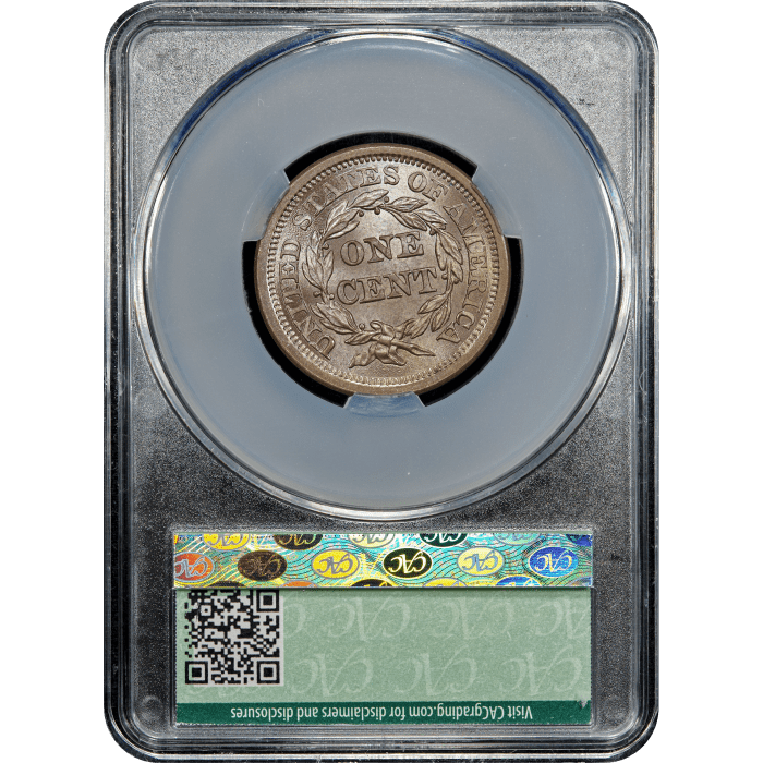 1854 Braided Hair Large Cent (1c) SLAB Image