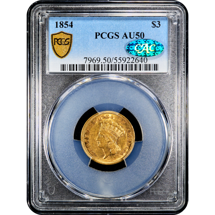 1854 Gold Three Dollar ($3) Obverse Slab Image