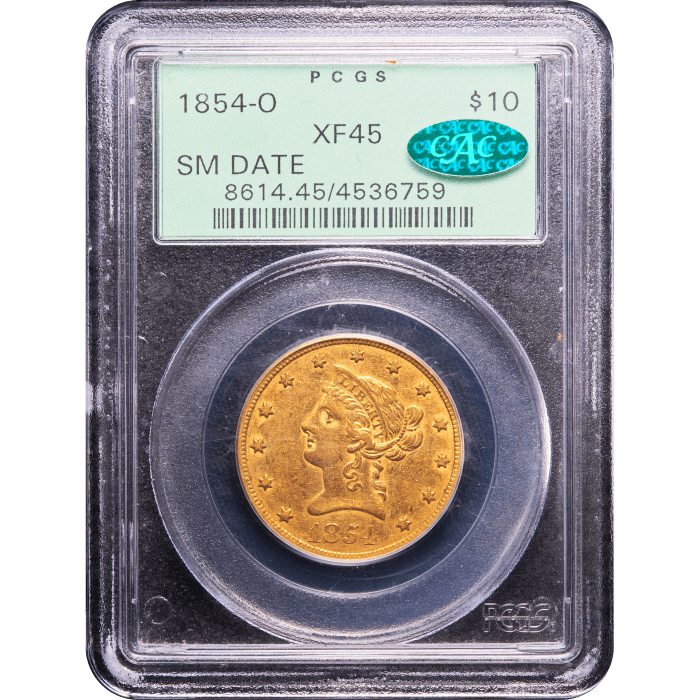 1854-O Liberty Gold Eagle ($10) OGH Obverse Slab Image