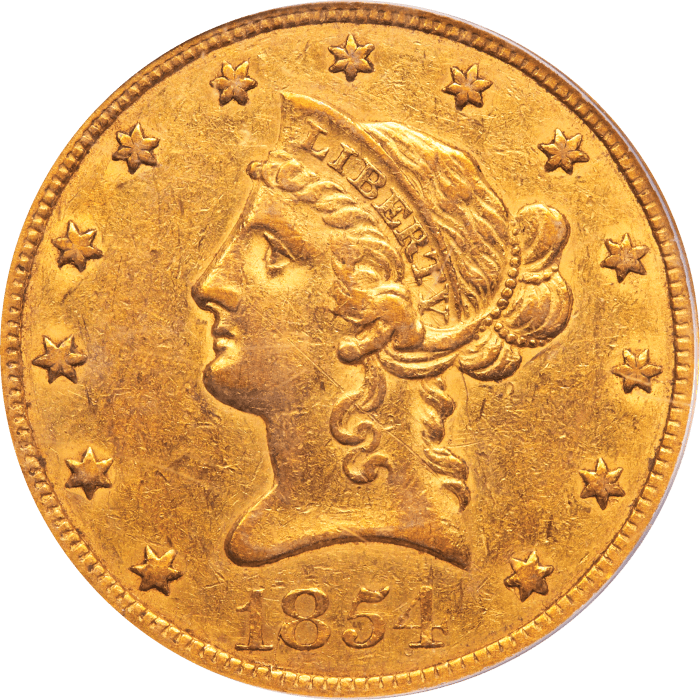 1854-O Liberty Gold Eagle ($10) OGH Obverse Image