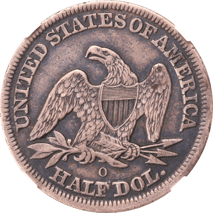 1854-O Seated Liberty Half Dollar (50c) Arrows REVERSE Image