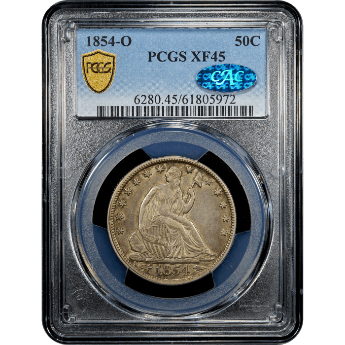 1854-O Seated Liberty Half Dollar (50c) Arrows SLAB Image