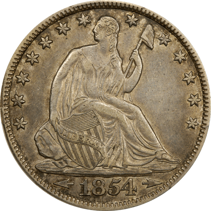 1854-O Seated Liberty Half Dollar (50c) Arrows OBVERSE Image