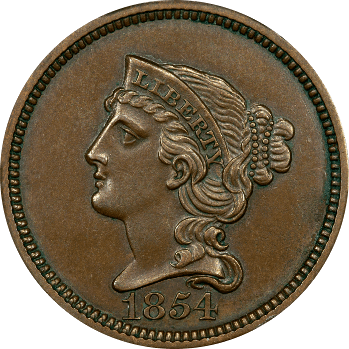 1854 Pattern Large Cent (1c) J-160 OBVERSE Image