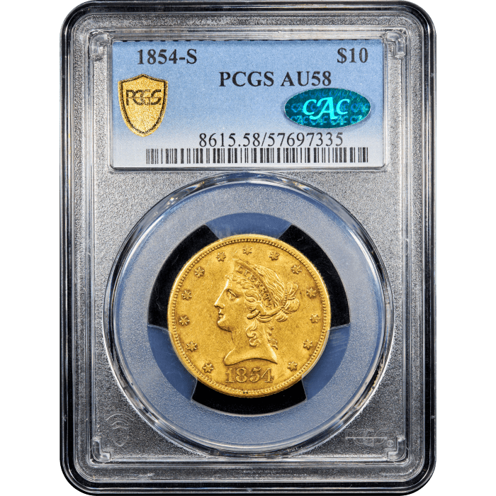 1854-S Liberty Gold Eagle ($10) SLAB Image