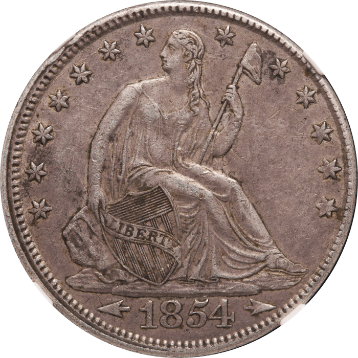 1854 Seated Liberty Half Dollar (50c) Arrows Obverse Image