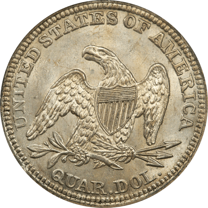 1854 Seated Liberty Quarter (25c) Arrows Reverse Image