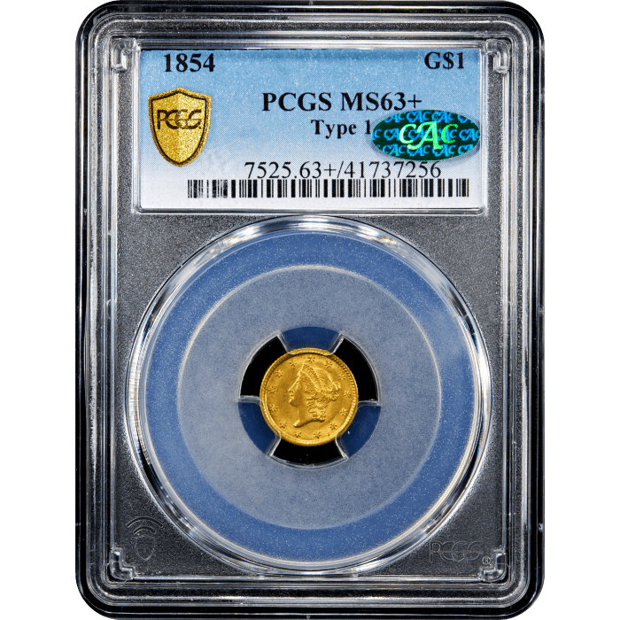 1854 Type 1 Gold Dollar ($1) SLAB Image
