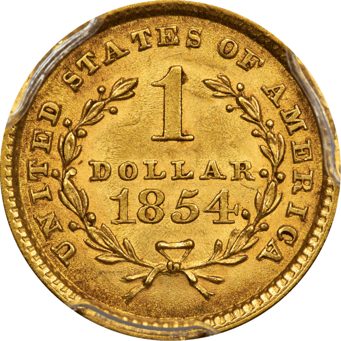 1854 Type 1 Gold Dollar ($1) REVERSE Image