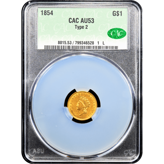 1854 Type 2 Gold Dollar ($1) SLAB Image