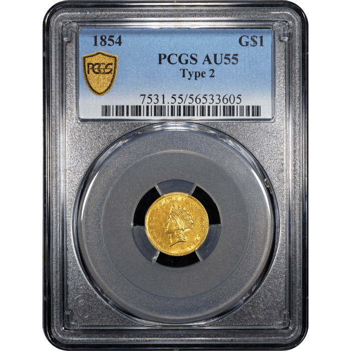 1854 Type 2 Gold Dollar ($1) SLAB Image