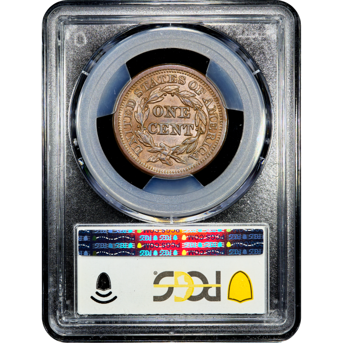 1855 Braided Hair Large Cent (1c) Upright 55 SLAB Image