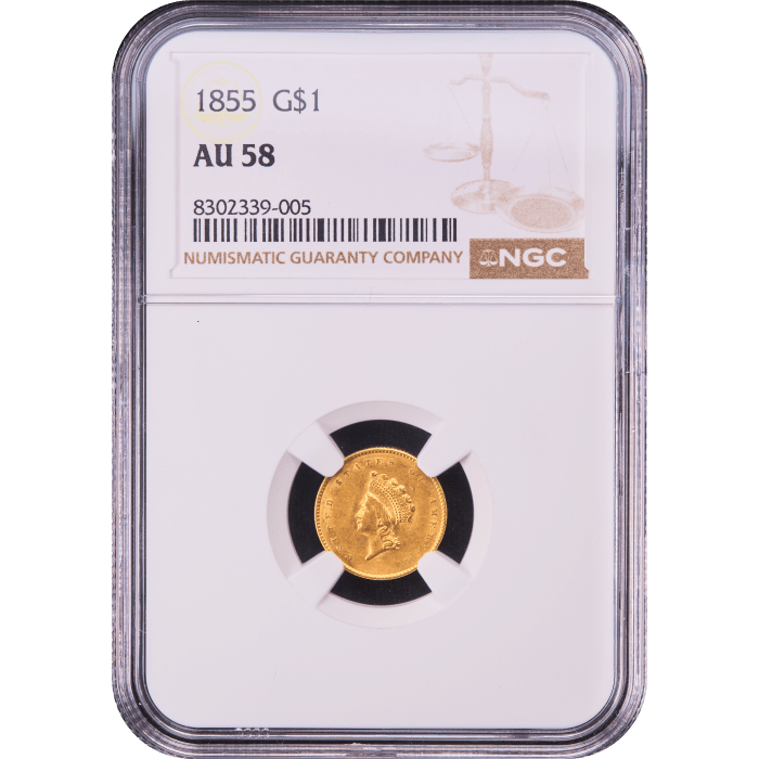 1855 Gold Dollar ($1) Obverse Slab Image