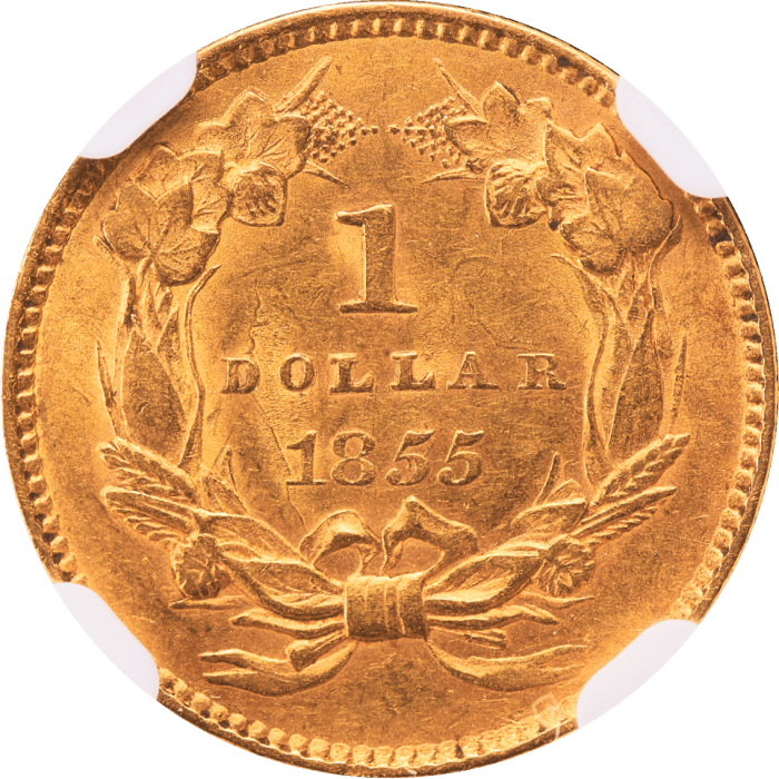1855 Gold Dollar ($1) Reverse Image