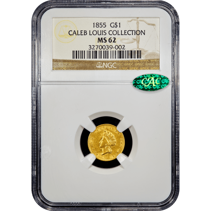 1855 Gold Dollar ($1) Obverse Slab Image