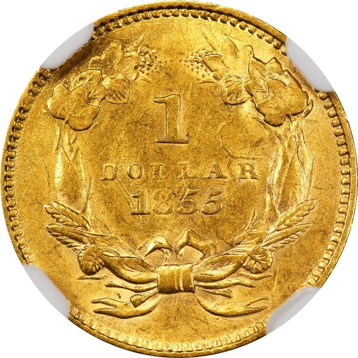 1855 Gold Dollar ($1) REVERSE Image