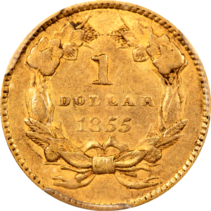 1855 Gold Dollar ($1) REVERSE Image