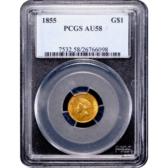 1855 Gold Dollar ($1) Obverse Slab Image