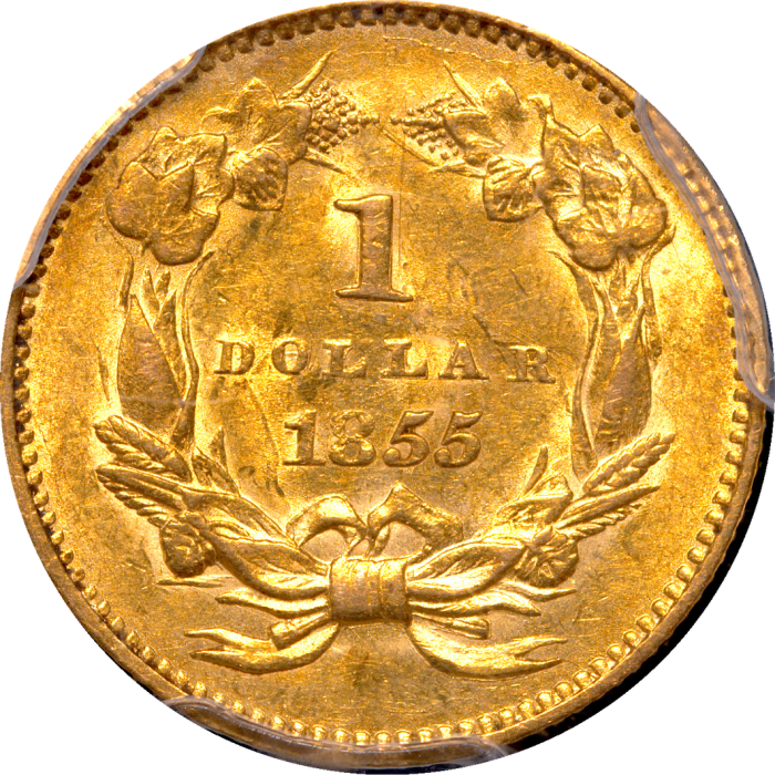 1855 Gold Dollar ($1) Reverse Image