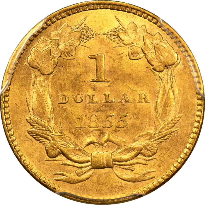 1855 Gold Dollar ($1) Reverse Image