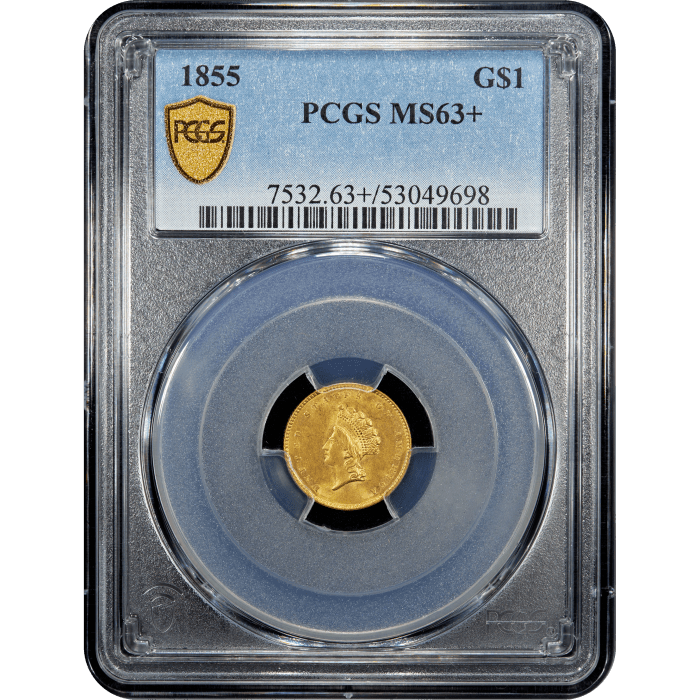 1855 Gold Dollar ($1) Obverse Slab Image
