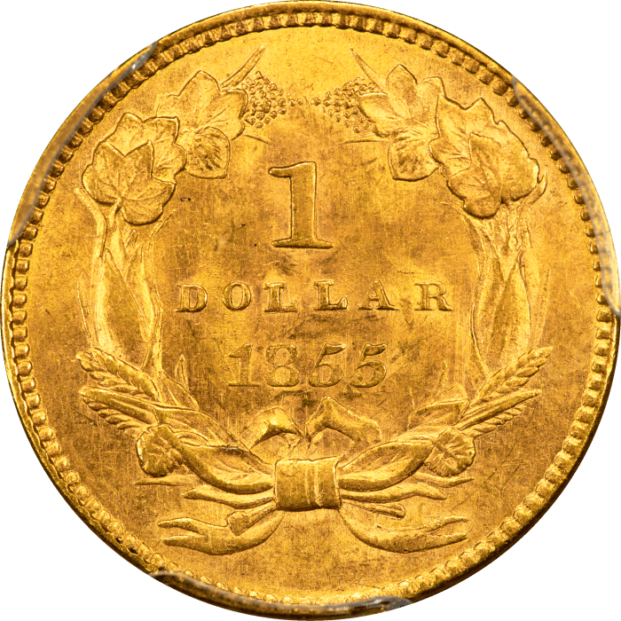 1855 Gold Dollar ($1) Reverse Image